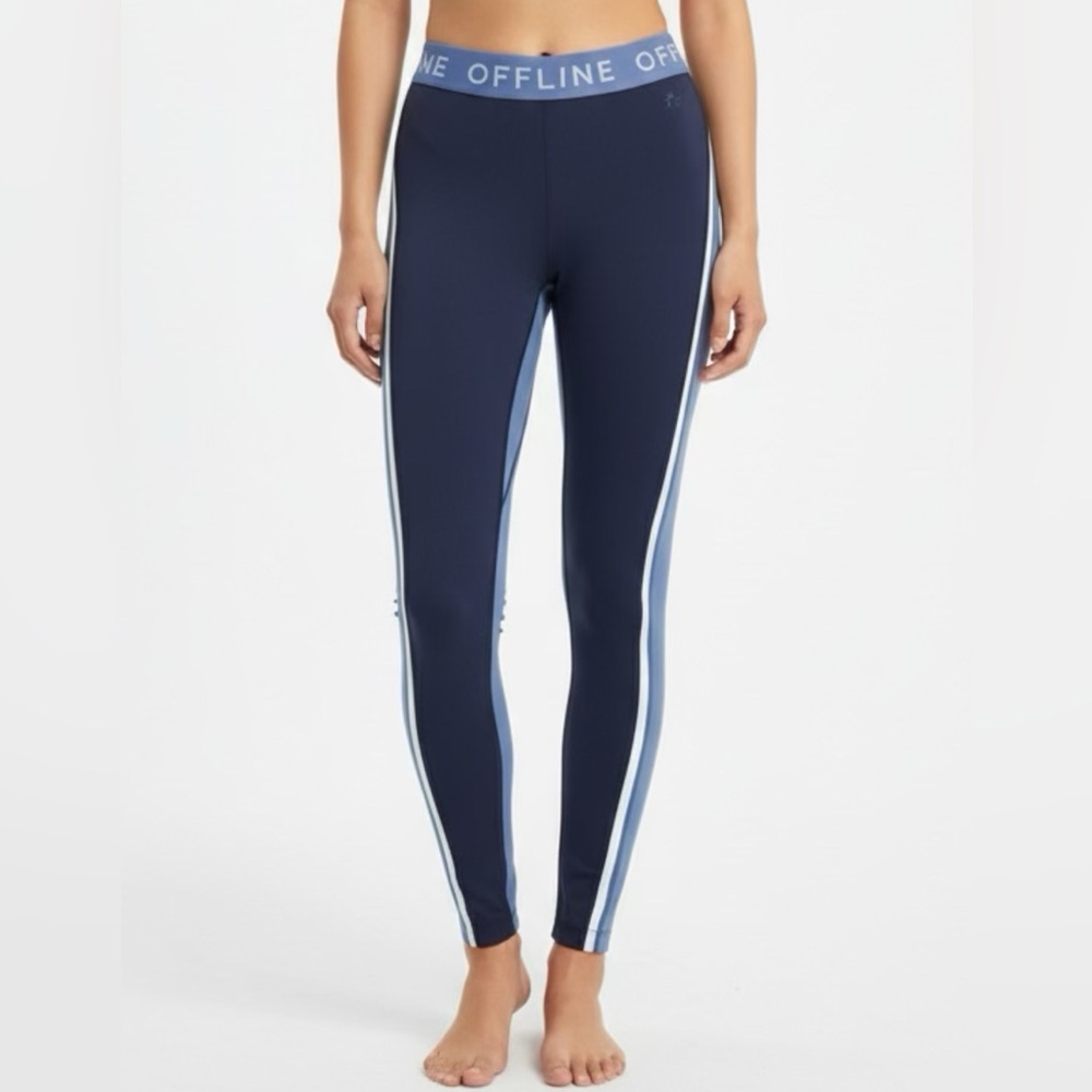 Offline by Arie Stylish Navy Leggings with White Stripes | yoga pants
